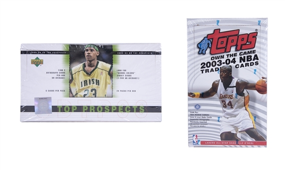 2003/04 Upper Deck "Top Prospects" and 2003/04 Topps "Own the Game" Basketball Unopened Hobby Boxes Pair (2 Different) – Containing a Total of 60 Packs
